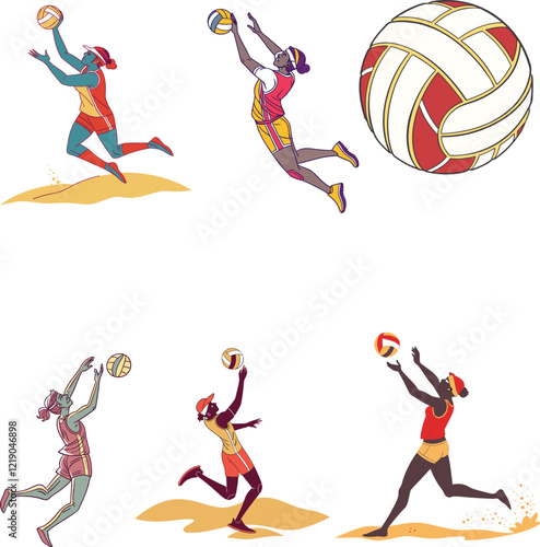 Beach Volleyball bundle design art and illustrator eps
