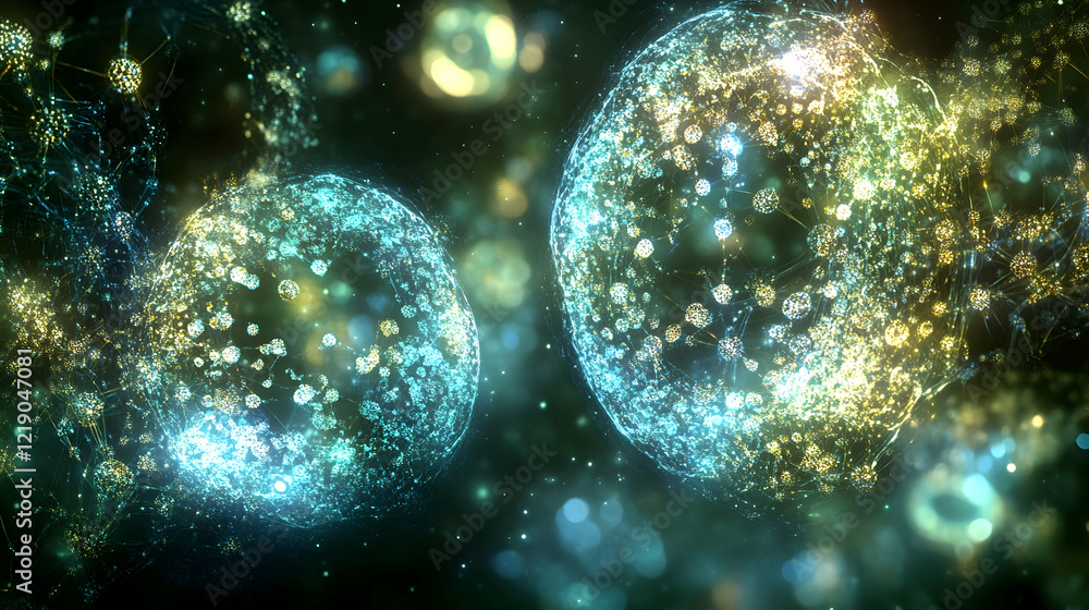 Fototapeta premium Abstract Molecular Network with Glowing Connections
