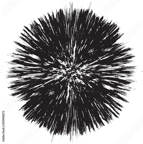 Circular starburst explosion texture. Distressed uneven grunge background. Abstract vector illustration. Overlay to create interesting effect and depth. Isolated on white background.