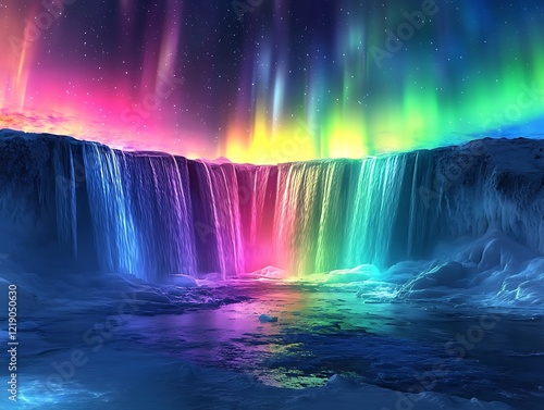 Wallpaper Mural Northern lights cascading like waterfalls in a spectrum of colors over a vast icy plateau Torontodigital.ca