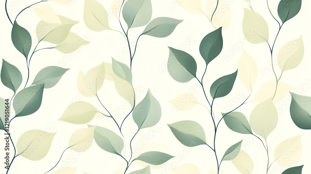 Elegant green and beige leaves pattern, seamless design, nature background, ideal for textile or web design Elegant green and beige leaves pattern, seamless design, nature background, ideal for textile or web design