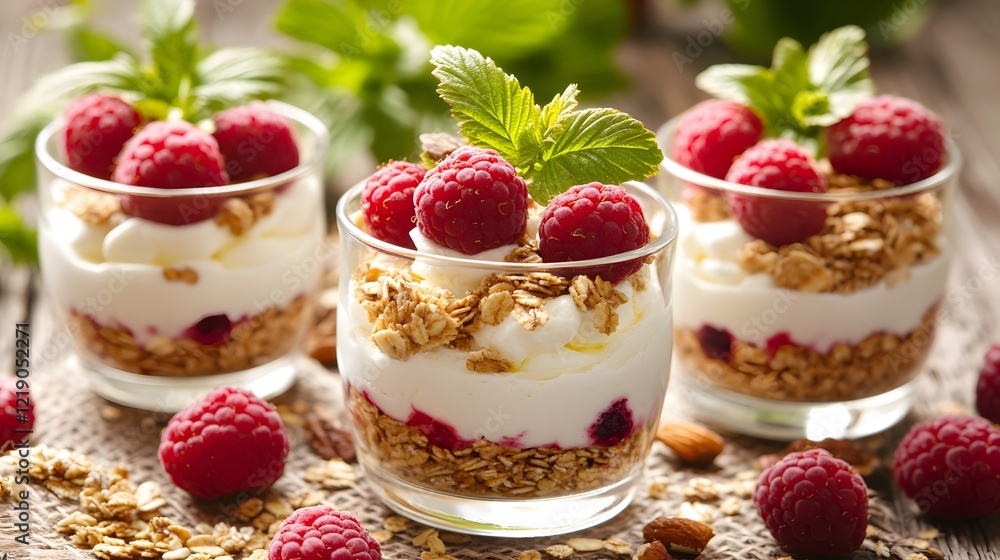 Delicious Raspberry Yogurt Parfait with Granola- Creamy Layers of Goodness Delicious Raspberry Yogurt Parfait with Granola- Creamy Layers of Goodness