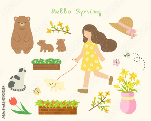Spring walk clip art illustration