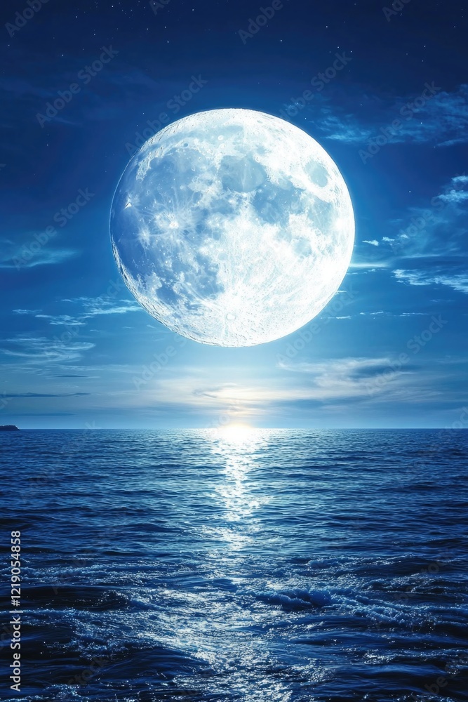 Full Moon Over Ocean at Night Full Moon Over Ocean at Night