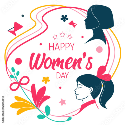 happy Women's Day  girl with flowers