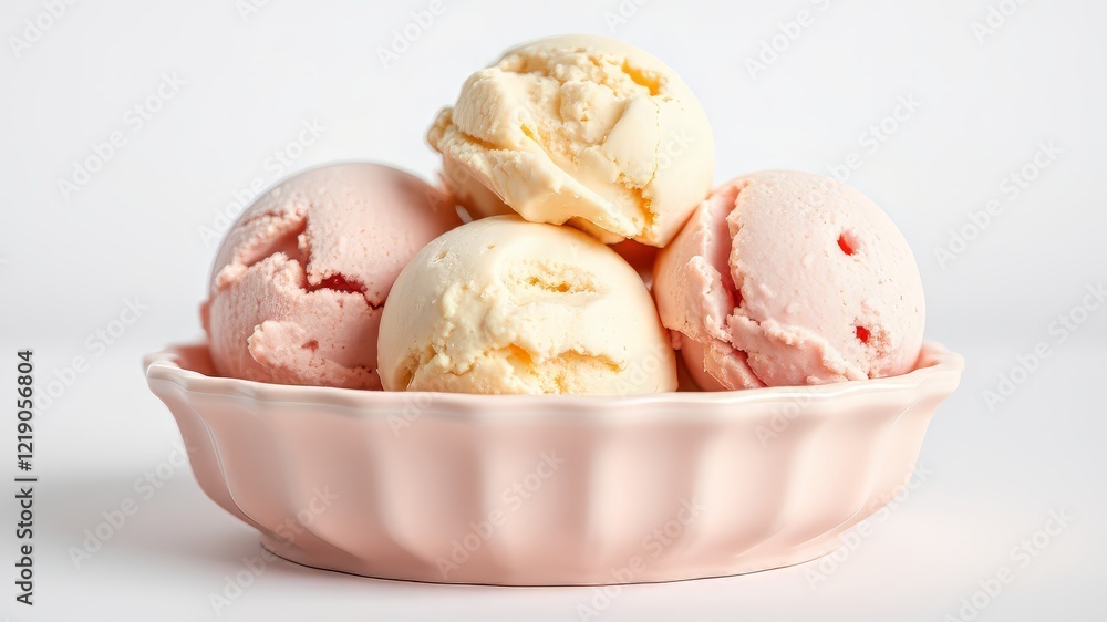 Pastel Ice Cream Scoops Close-Up, Studio Shot Pastel Ice Cream Scoops Close-Up, Studio Shot