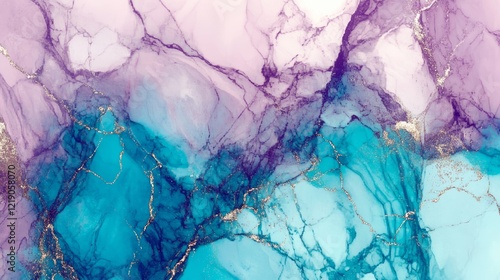 Mesmerizing Abstract Ink Painting Featuring Ethereal Blue and Purple Hues with Artistic Textures