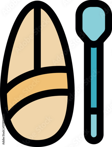 Surfboard and paddle icon representing stand up paddle boarding, surfing, and watersports