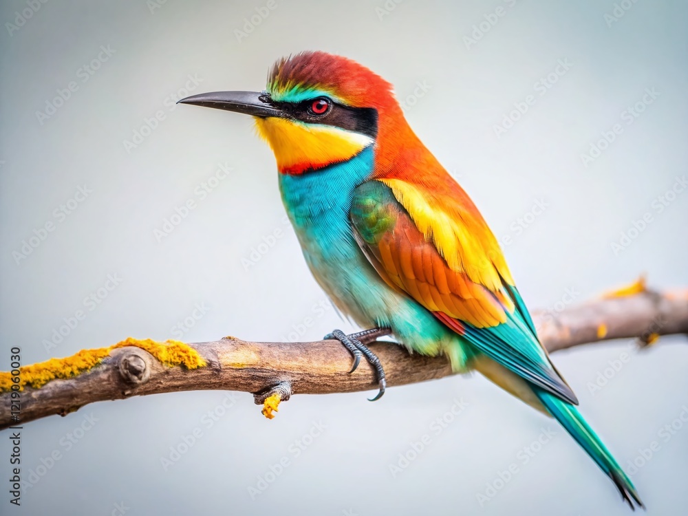 Minimalist Bird Photography: Single Bird on Branch, Clean Background Minimalist Bird Photography: Single Bird on Branch, Clean Background