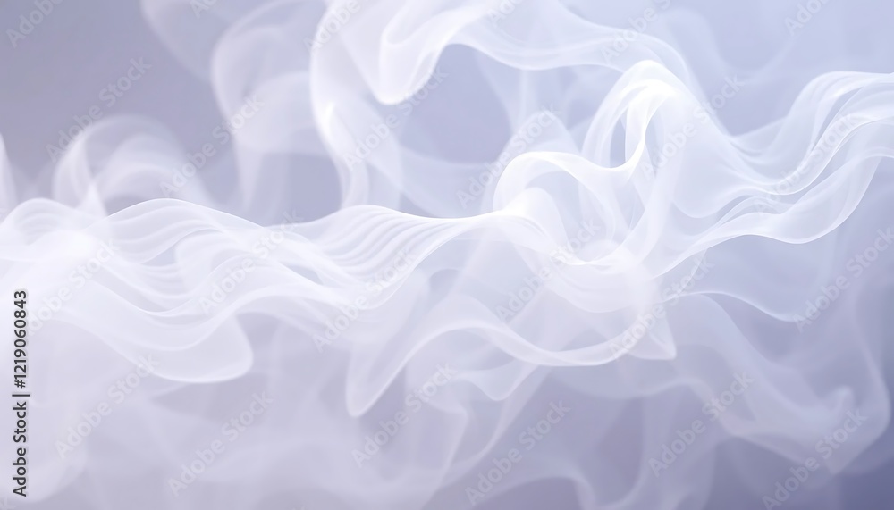 Obraz premium An ethereal design featuring a smoky haze of pearlescent tones white, soft silver, and faint lavender swirling in a dreamlike flow, illuminated by soft light beams