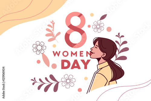 happy Women's Day  girl with a gift