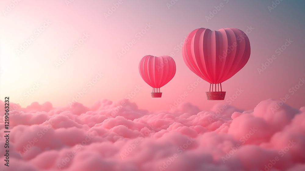 Obraz premium composition from red and pink hearts, Valentine's day, romantic greeting card, wallpaper design