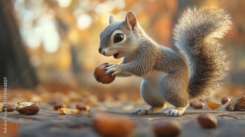A playful squirrel gleefully holds a nut among autumn leaves, showcasing the vibrant colors of fall, embodying nature's charm and the beauty of wildlife in a serene setting. A playful squirrel gleefully holds a nut among autumn leaves, showcasing the vibrant colors of fall, embodying nature's charm and the beauty of wildlife in a serene setting.