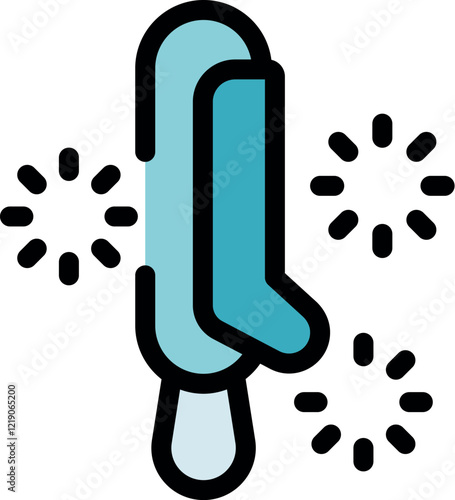 Electric foot file is exfoliating and removing dry skin, rotating stars represent the cleaning effect