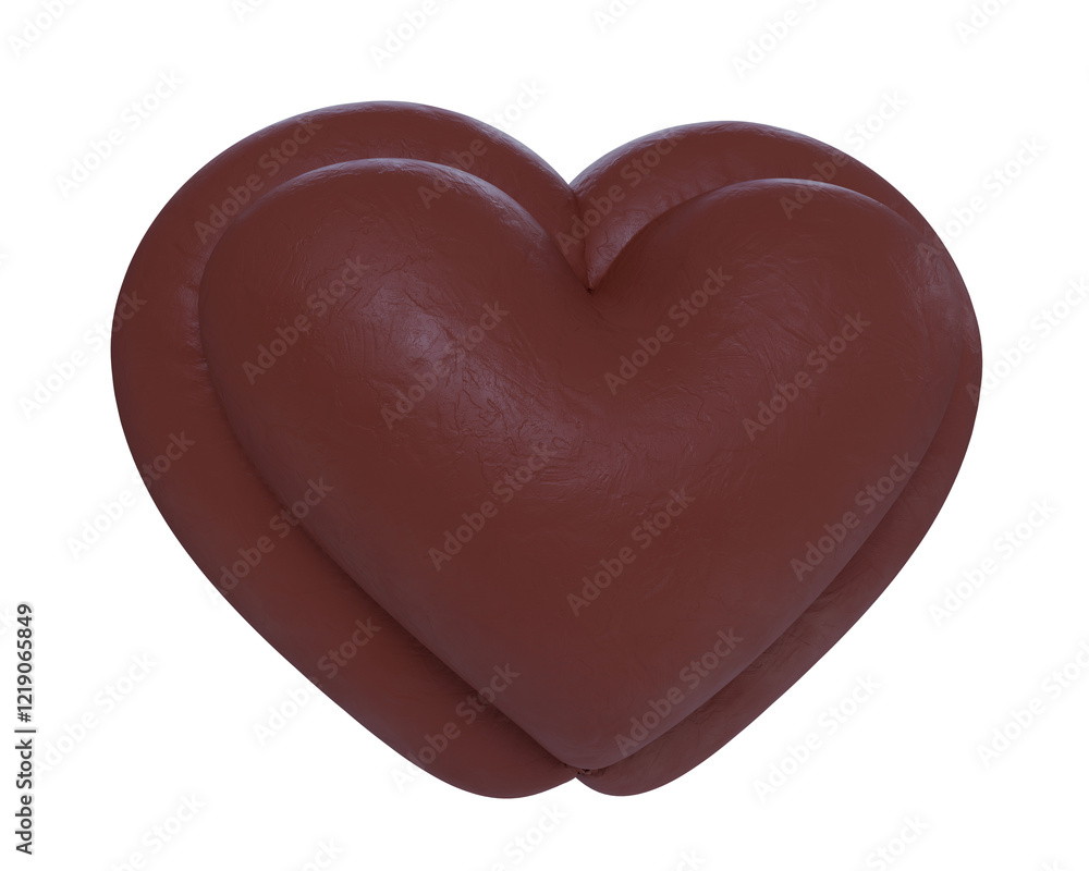 3D heart made of brown leather on transparent background 3D heart made of brown leather on transparent background