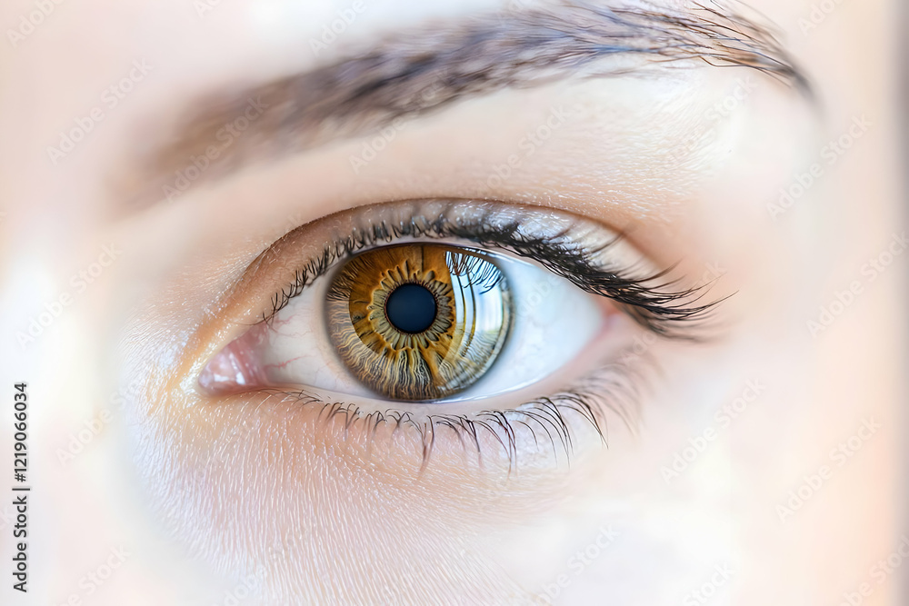 Obraz premium Health-Focused Close-Up of Brown-Eyed Portrait