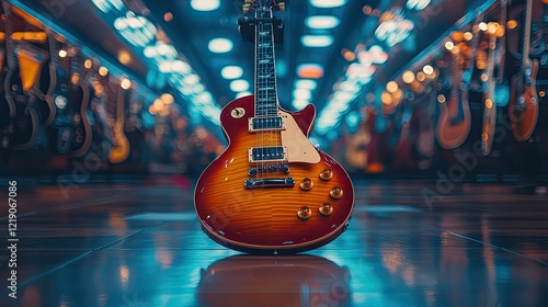 Electric Guitar in a Music Store Setting