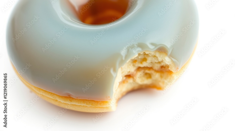 Glazed Donut: A Close-Up of a Partially Eaten Pastel Delight Glazed Donut: A Close-Up of a Partially Eaten Pastel Delight