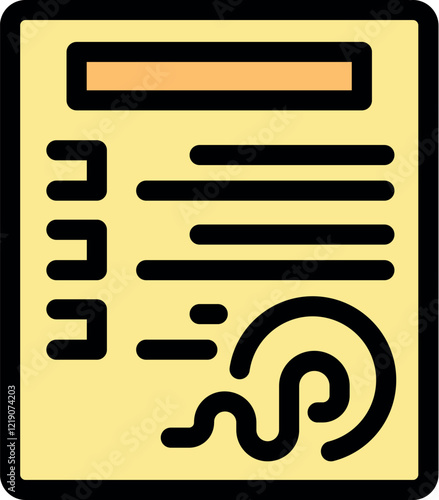 Yellow legal document with signature and stamp, symbolizing agreement and legality