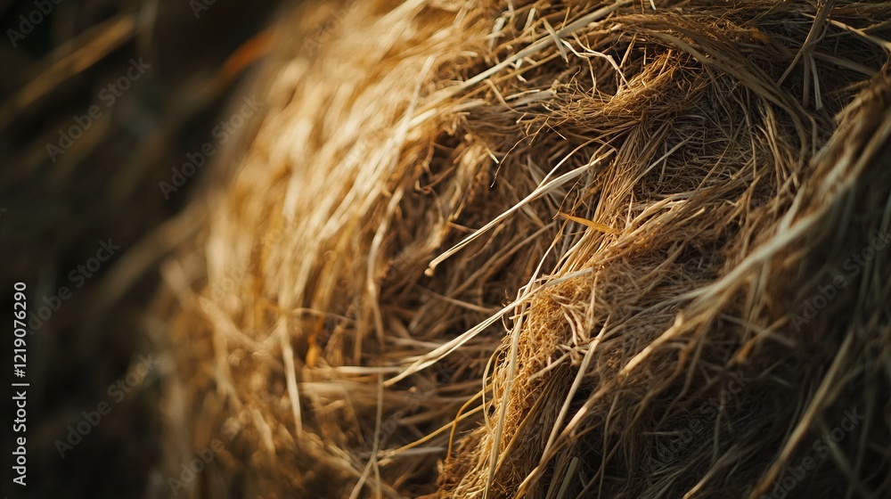 Close-up of a large pile of loose hay with golden strands. Close-up of a large pile of loose hay with golden strands.