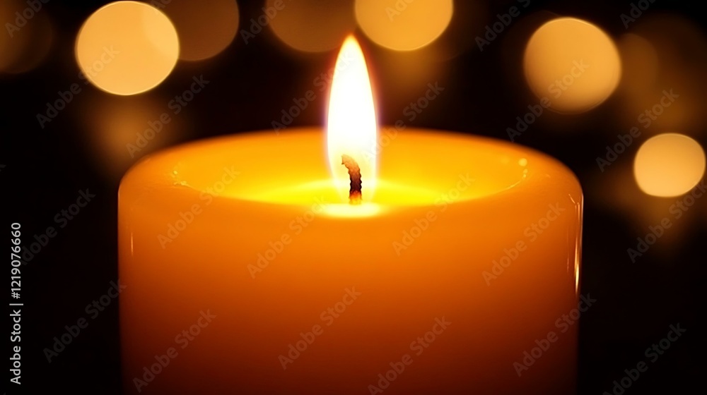 A close-up of a candle glowing in the darkness, symbolizing hope and faith A close-up of a candle glowing in the darkness, symbolizing hope and faith