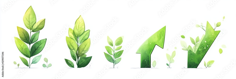 Green growth symbols set Green growth symbols set