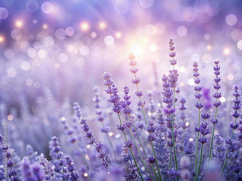 Fototapeta premium Minimalist Lavender & Silver Cell Pattern Landscape - Digital Art Stock Photo