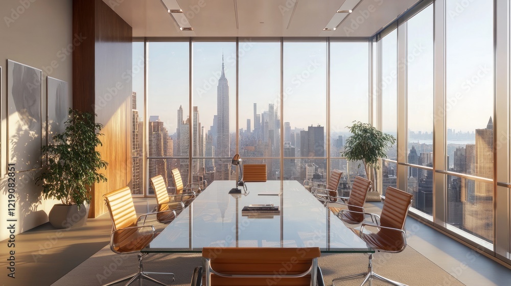 Modern Conference Room with Panoramic City View