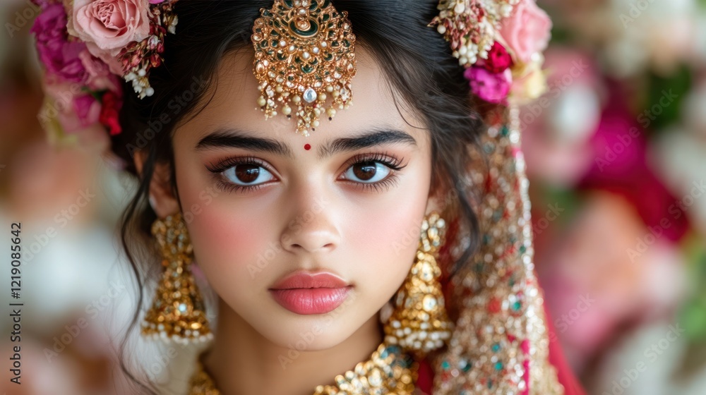 Radiant Indian Bride in Traditional Red Saree for Wedding Celebration Radiant Indian Bride in Traditional Red Saree for Wedding Celebration