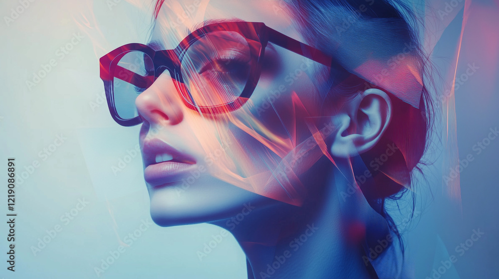 abstract portrait of a girl with glasses abstract portrait of a girl with glasses