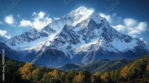 Wallpaper Mural Majestic Snow-Capped Mountain Peak in Autumn Torontodigital.ca