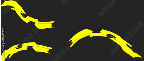 yellow thick brush strokes with spray texture. Vintage template with hand drawn broken edges, banner. Rough thick brush stroke texture with small dots. Retro vector background for poster.