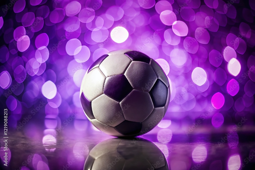 Fototapeta premium Minimalist Purple Soccer Ball Background: Abstract Sports Photography