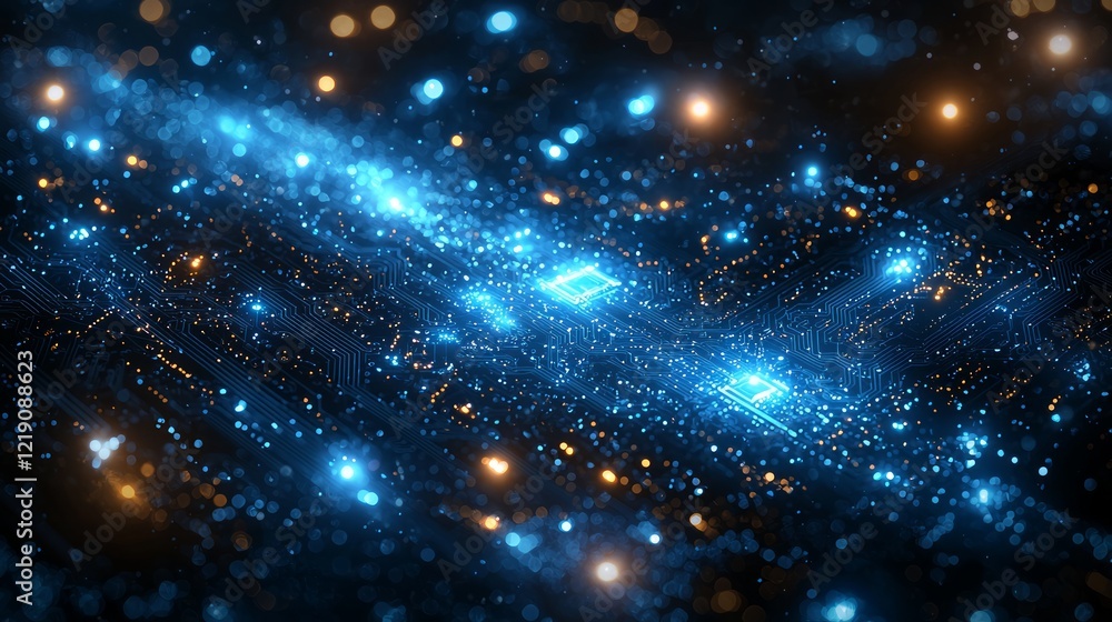 Obraz premium Glowing Circuit Board Abstract Technology Background