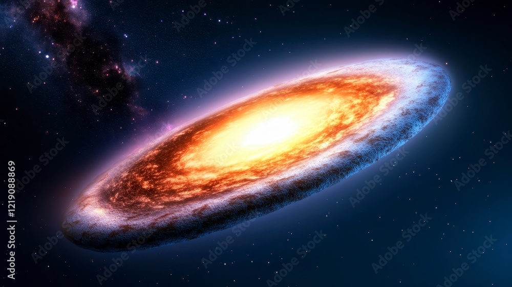 Fototapeta premium Vibrant Spiral Galaxy in Cosmic Space with Bright Core and Stars