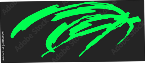 Green thick brush strokes with spray texture. Vintage template with hand drawn broken edges, banner. Rough thick brush stroke texture with small dots. Retro vector background for poster.