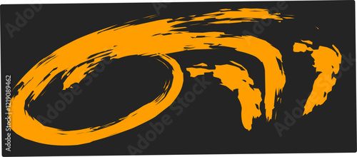 thick orange brush strokes with a spray texture. Vintage template with hand drawn broken edges, banner. Rough thick brush stroke texture with small dots. Retro vector background for poster.