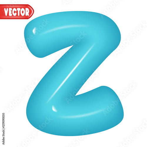 letter Z. letter sign blue color. Realistic 3d design Glossy letters in cartoon balloon style. Isolated on white background. vector illustration