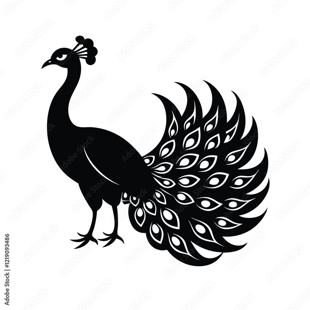 Fototapeta premium silhouette of a peacock vector image illustration and artwork on white background