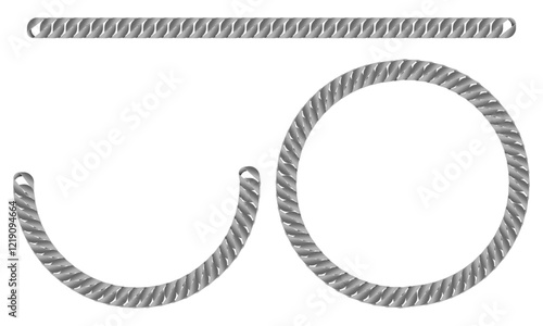 silver chain necklace set vector illustration isolated on white background.