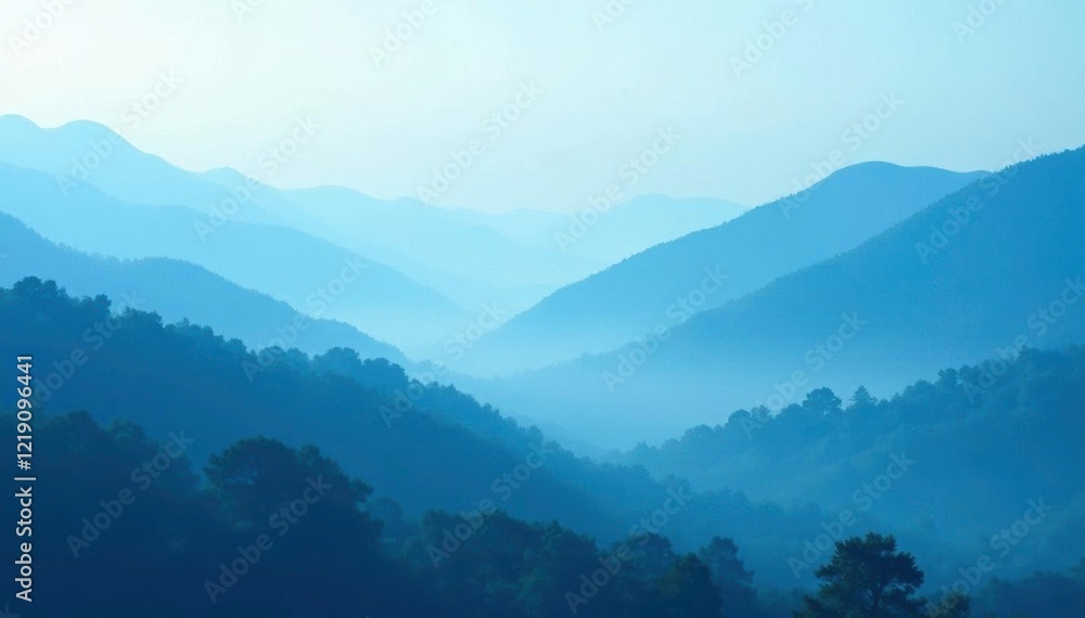 A shroud of blue vapor envelops the isolated landscape, background, foggy, vapor A shroud of blue vapor envelops the isolated landscape, background, foggy, vapor
