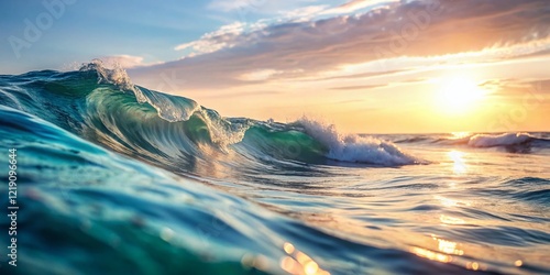 Minimalist Summer Ocean Waves on White Background - Urban Exploration Photography