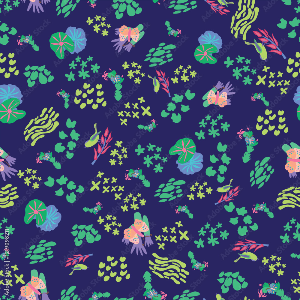 Vector Tropical Ditsy Seamless Pattern Vector Tropical Ditsy Seamless Pattern