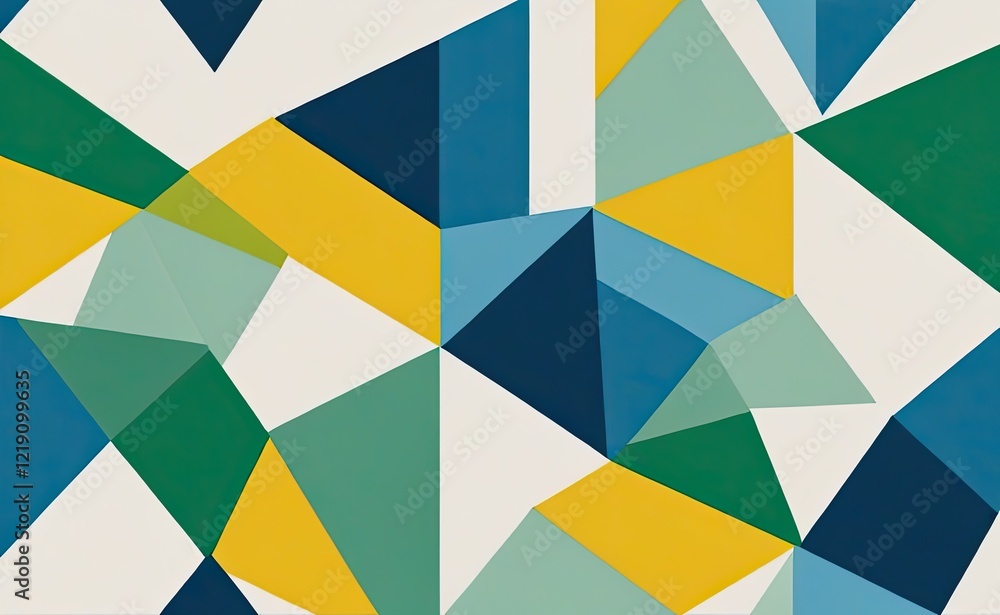 A vibrant abstract geometric pattern with intersecting shapes in shades of yellow, teal, green, and white. A vibrant abstract geometric pattern with intersecting shapes in shades of yellow, teal, green, and white.