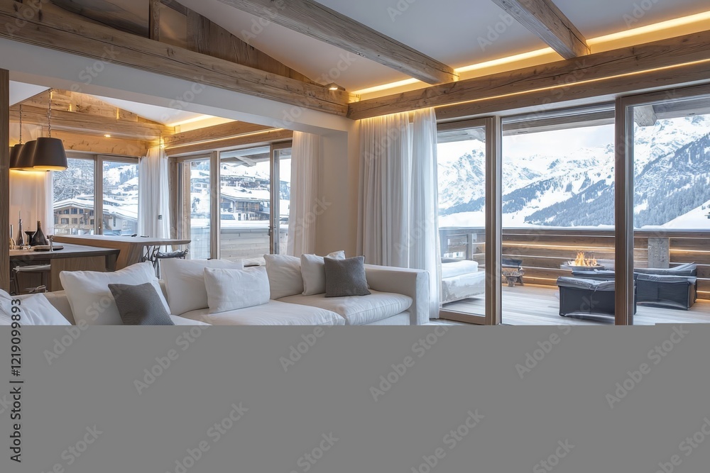 Fototapeta premium Beautiful living room with white sofa.