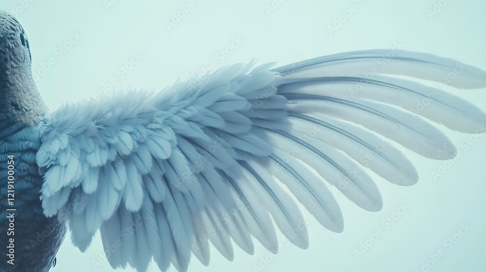 Fototapeta premium Serene Blue Bird Wing Detail Close Up Shot