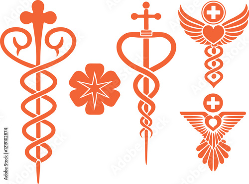set of medical symbols, medicine symbol Medical logo set Caduceus medical care icon set vector
