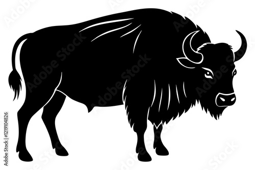 Bison buffalo vector silhouette, bison icon