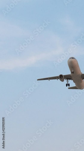 Airplane flying in the sky. Travel concept.	
