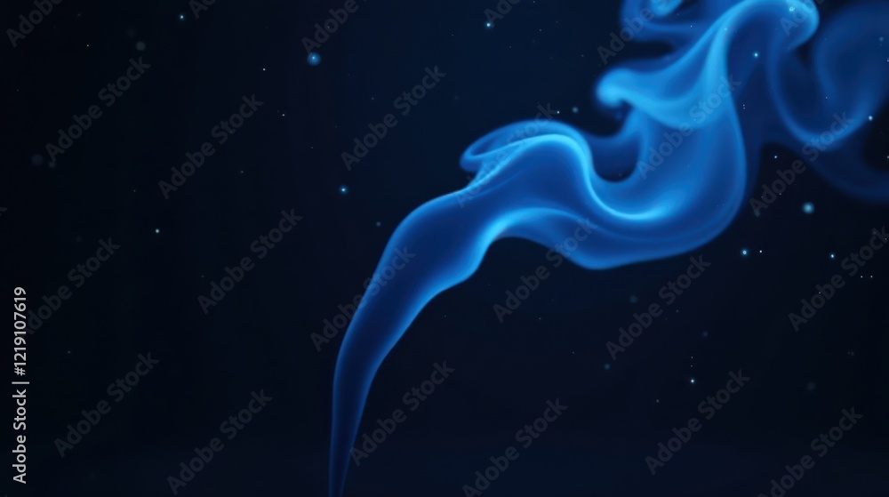 Abstract Blue Smoke Swirls Against a Dark Background, Featuring Delicate Particle Effects and an Ethereal Atmosphere Abstract Blue Smoke Swirls Against a Dark Background, Featuring Delicate Particle Effects and an Ethereal Atmosphere